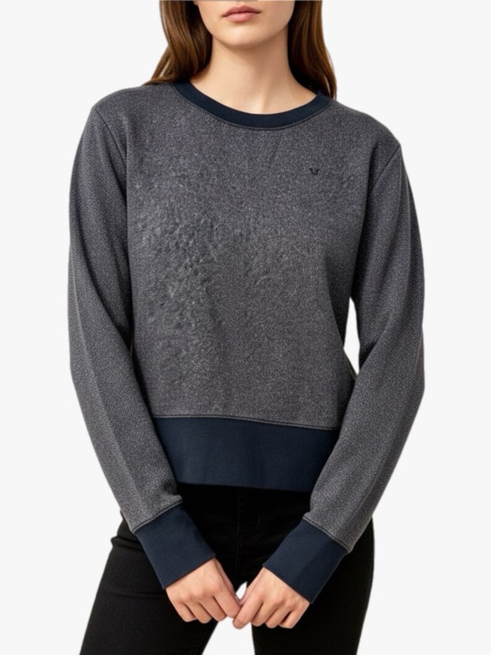 True Religion Metallic Pullover Crewneck Sweatshirt Womens Size Medium